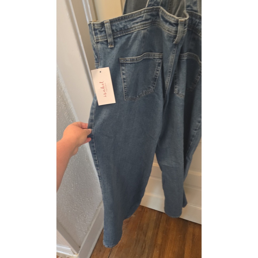 Isabel Maternity Denim Overalls Blue Wide Leg Stretchy Side Panels Size 14 NWT - Picture 5 of 6